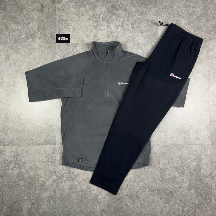 Berghaus Anwick Fleece Full Zip Dark Grey & Black Theran Plus Pants Set, dripuniqueuk