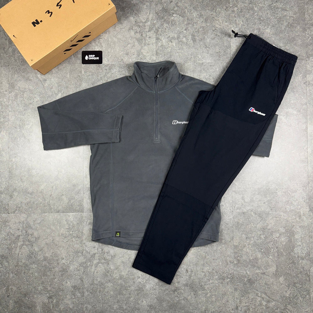 Berghaus Anwick Fleece Full Zip Dark Grey & Black Theran Plus Pants Set, dripuniqueuk