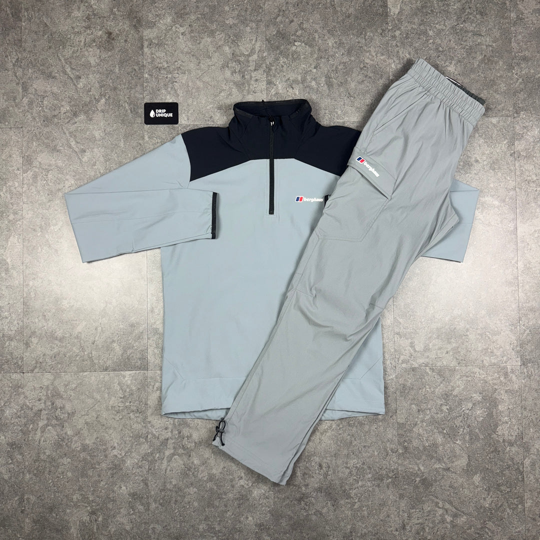 Berghaus Terrain Trek 1/4 Zip Light Grey & Grey Theran Plus Pants Set, dripuniqueuk