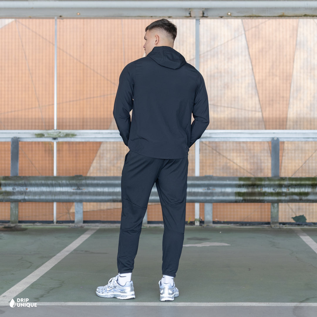 Nike Dri-Fit Form HD Swoosh Windrunner Jacket Black & Black Nike Challenger Pants Set, nike set, dripuniqueuk