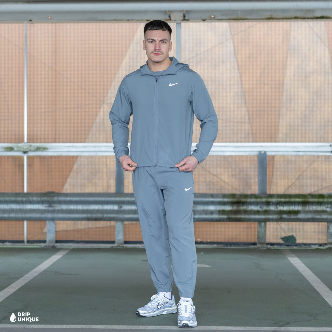Nike Dri-Fit Form Windrunner Jacket Grey & Grey Nike Challenger Pants Set, nike windrunner sets, dripuniqueuk
