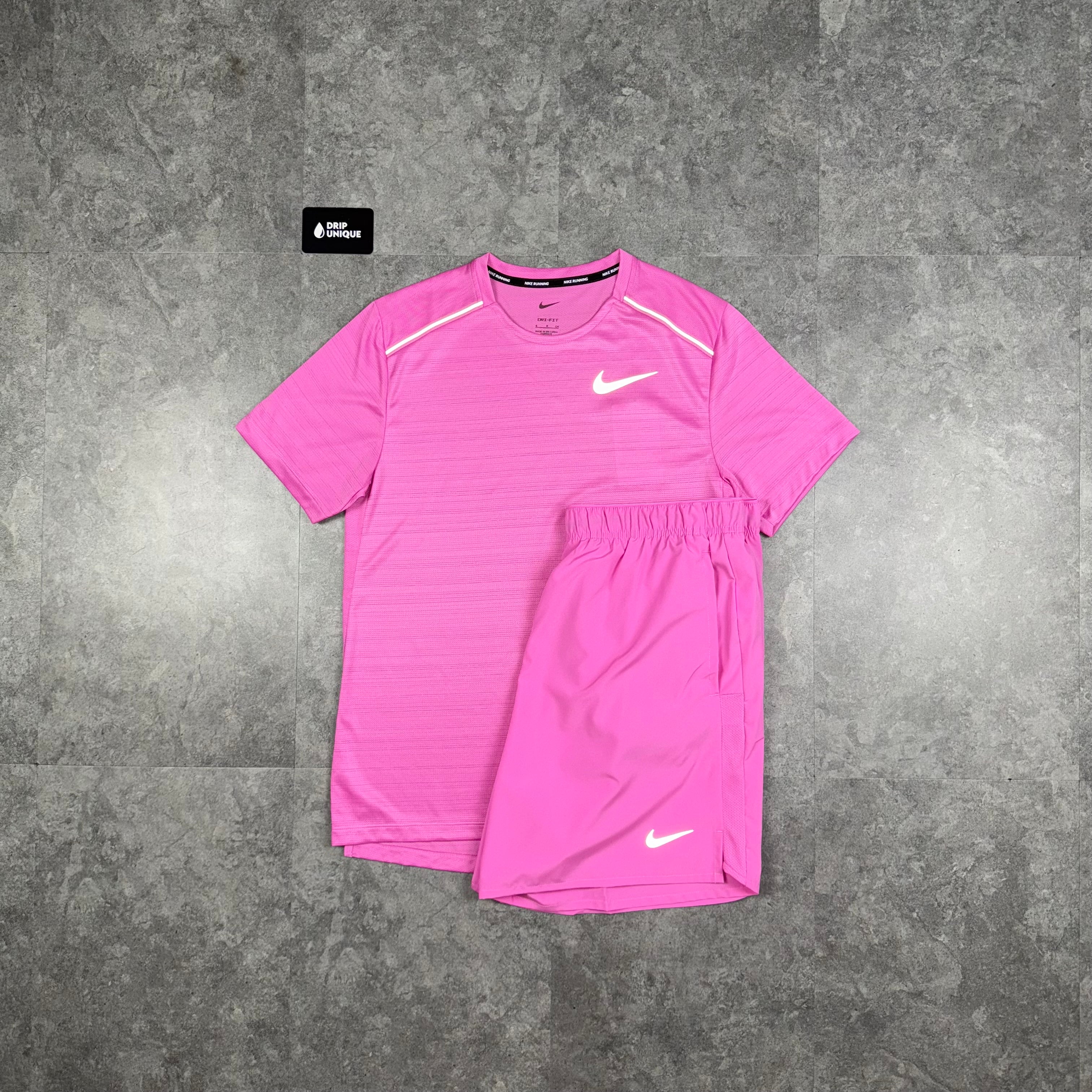 Nike Running Mens Pink Nike Dri Fit Shirt Nike Miler T-Shirt