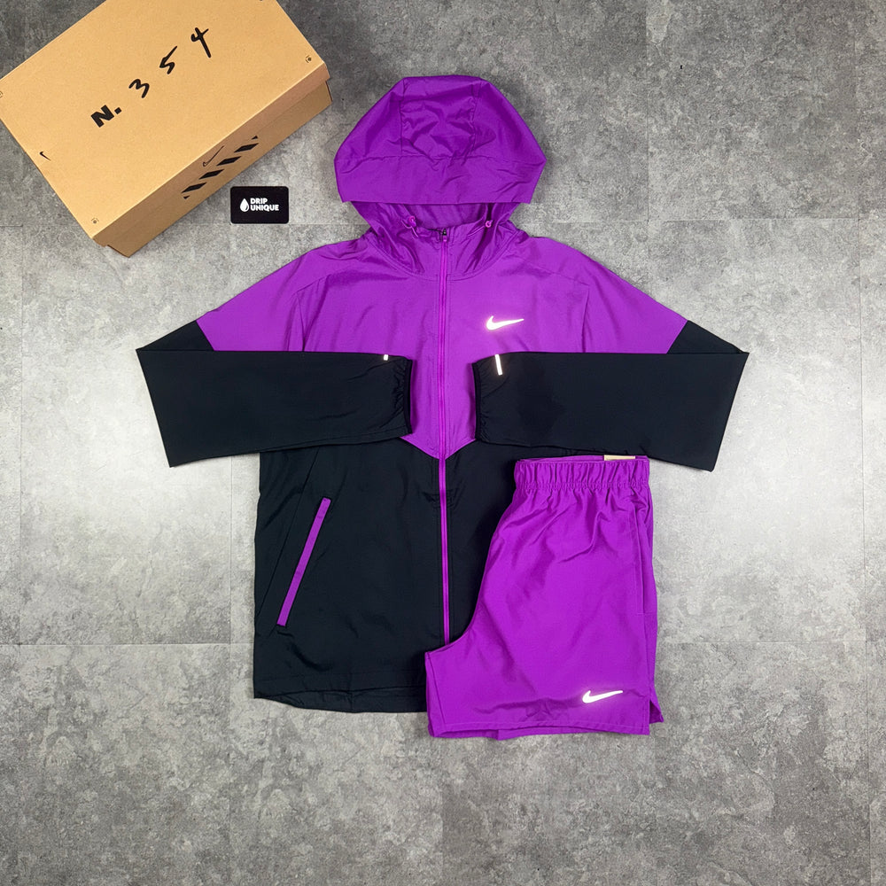 Nike UV Windrunner Jacket Vivid Purple & Purple Challenger Shorts Set, Nike Sets, dripuniqueuk
