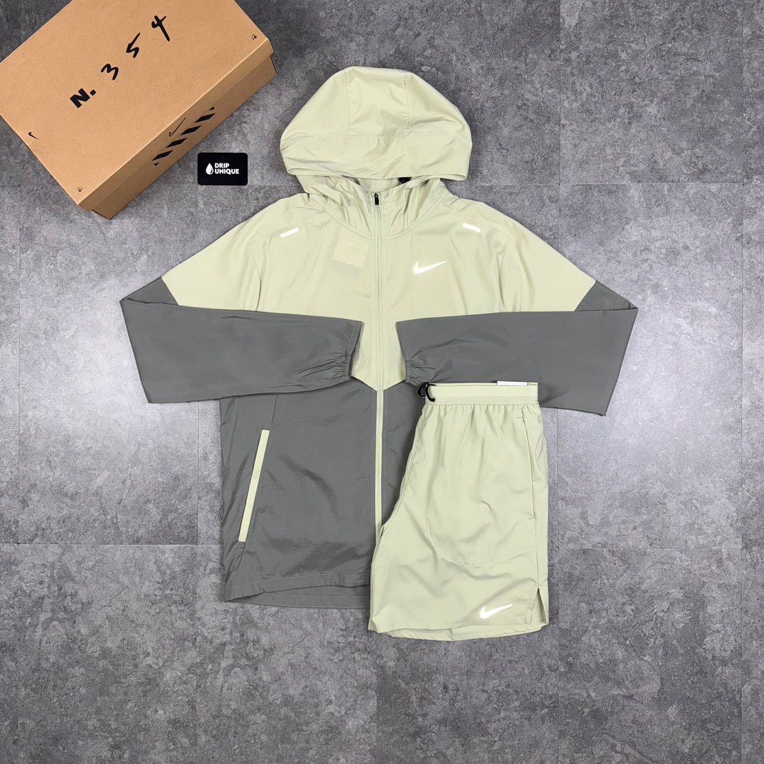 Nike UV Windrunner Jacket Olive Green & Olive Green Flex Stride Shorts Set