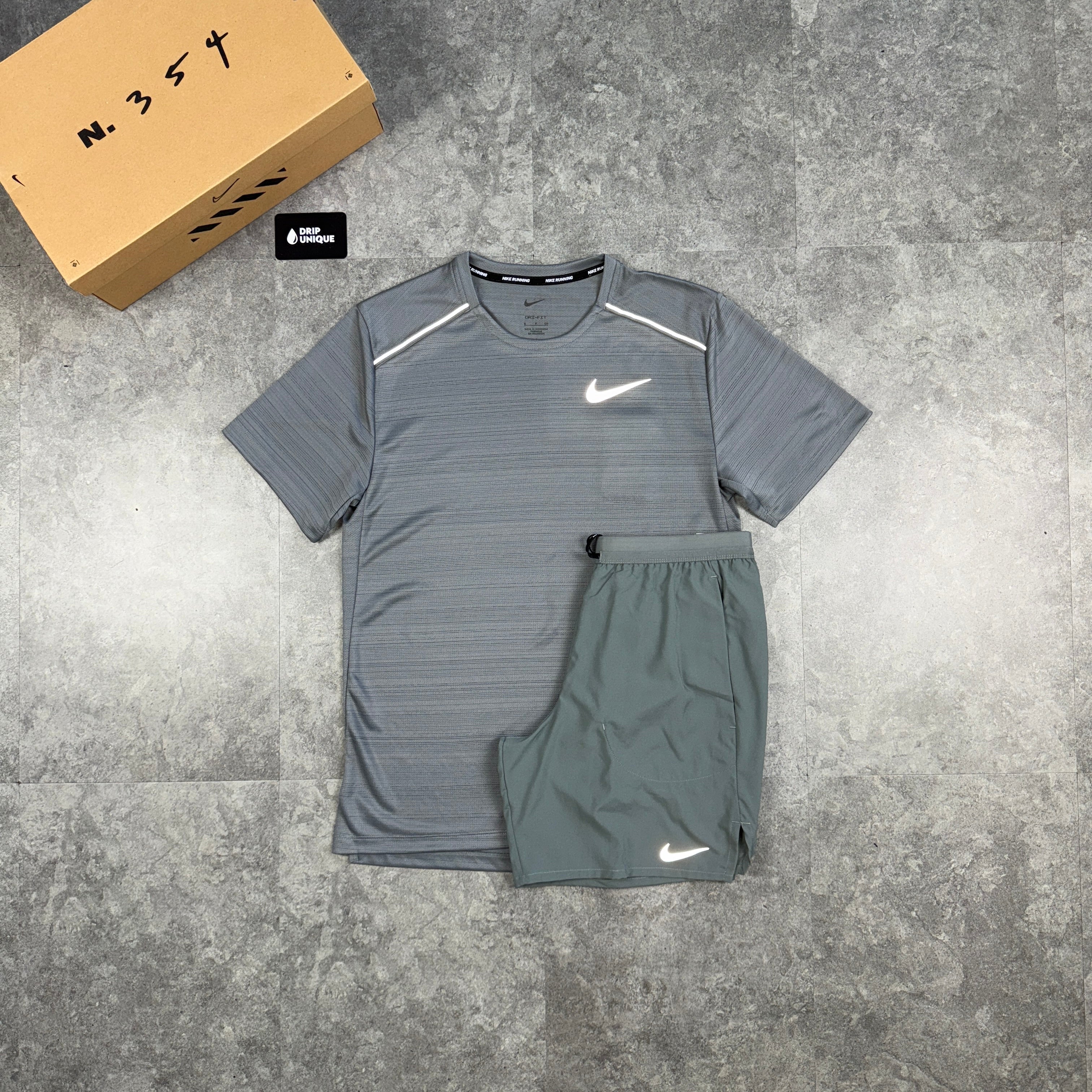 nike grey shorts and crop top set