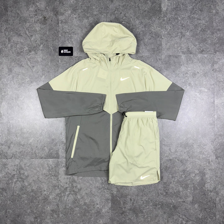 Nike UV Windrunner Jacket Olive Green & Olive Green Flex Stride Shorts Set