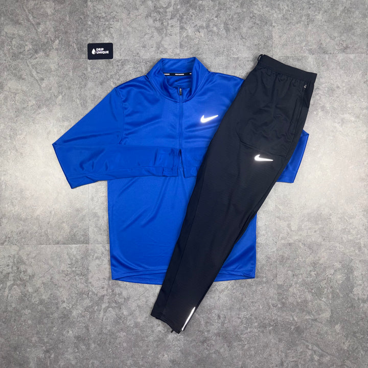 Nike Dri-Fit Pacer 1/4 Zip Blue & Black Phenom Pants Set, Nike Sets, dripuniqueuk