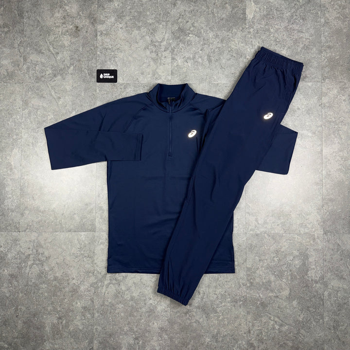 Asics Core 1/4 Zip Midnight Navy & Navy Core Pants Set, asics set, dripuniqueuk