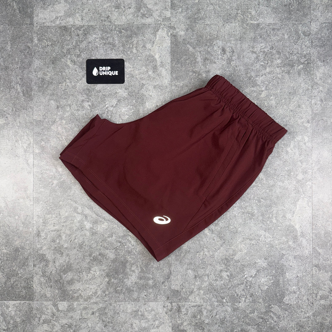 Asics Core Shorts 5” Maroon, asics shorts, dripuniqueuk