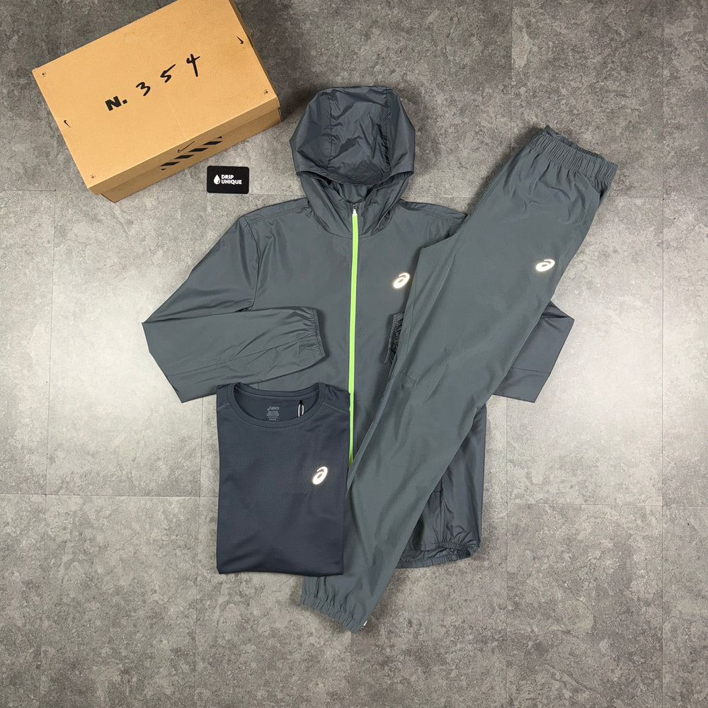 Asics Core Windrunner Grey / Neon Bundle, asics grey set, dripuniqueuk