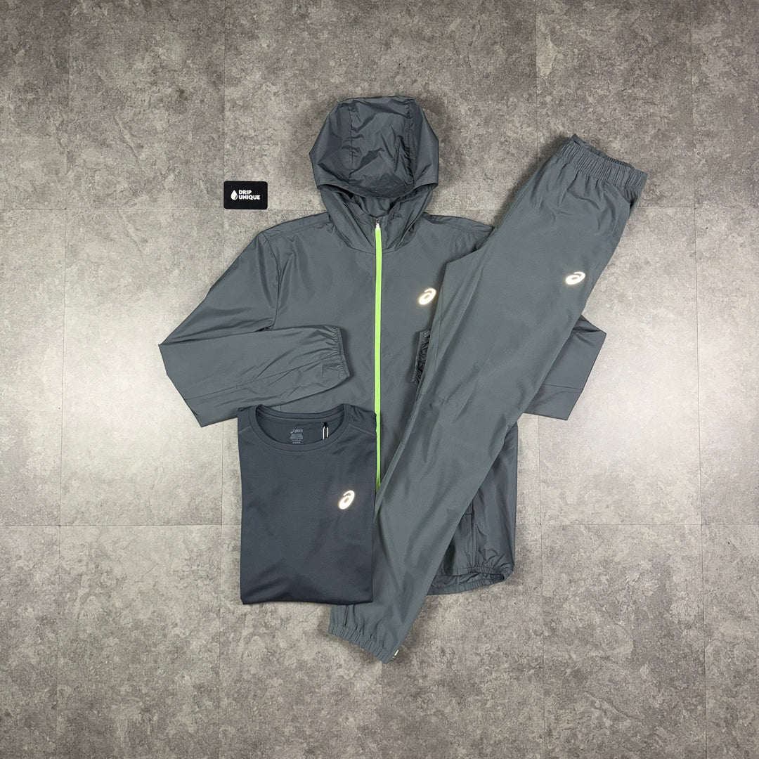 Asics Core Windrunner Grey / Neon Bundle, asics set, dripuniqueuk