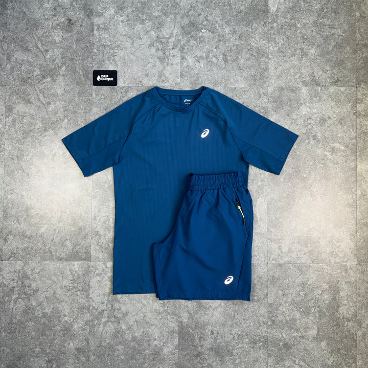 Asics Curve T-Shirt Twilight Blue & Blue Curve Shorts Set, asics set, dripuniqueuk
