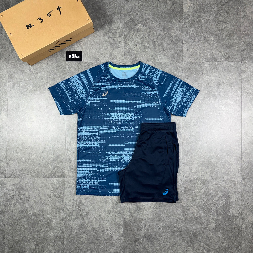 Asics Digital T-Shirt Navy & Navy Shorts Set, asics tshirt set, dripuniqueuk