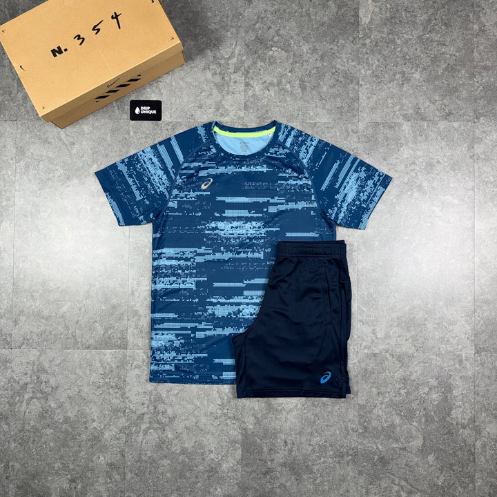Asics Digital T-Shirt Navy & Navy Shorts Set, asics tshirt set, dripuniqueuk