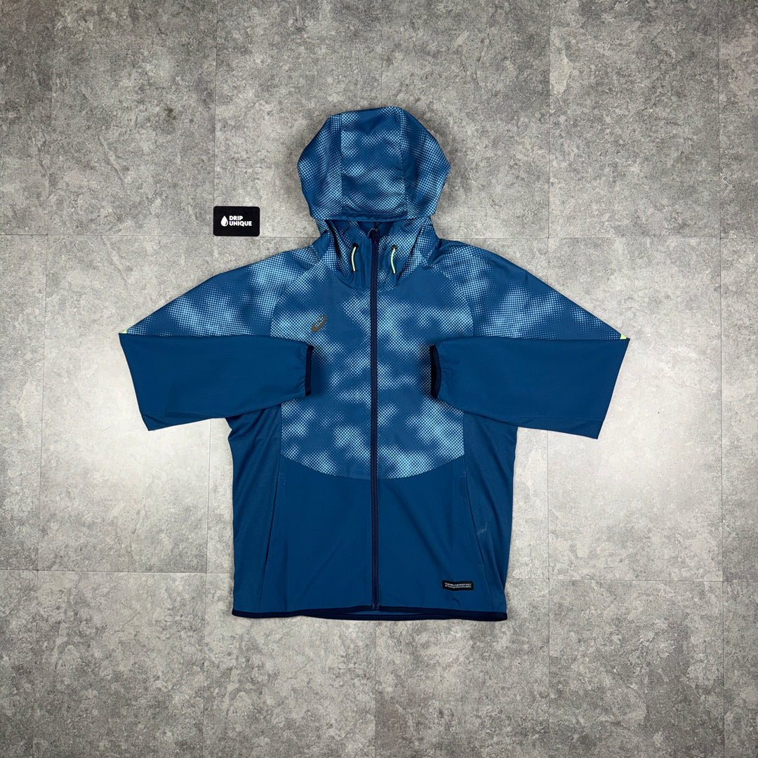 Asics Distorted Windrunner Jacket Navy, asics jacket, dripuniqueuk