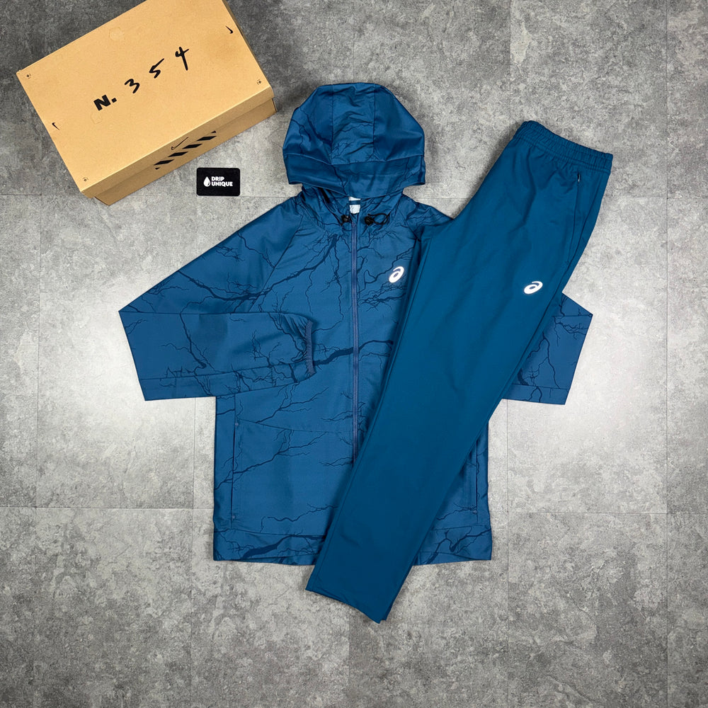 Asics Enchanted Windrunner Jacket Teal & Teal Sports Run Pants Set, asics tracksuit, dripuniqueuk