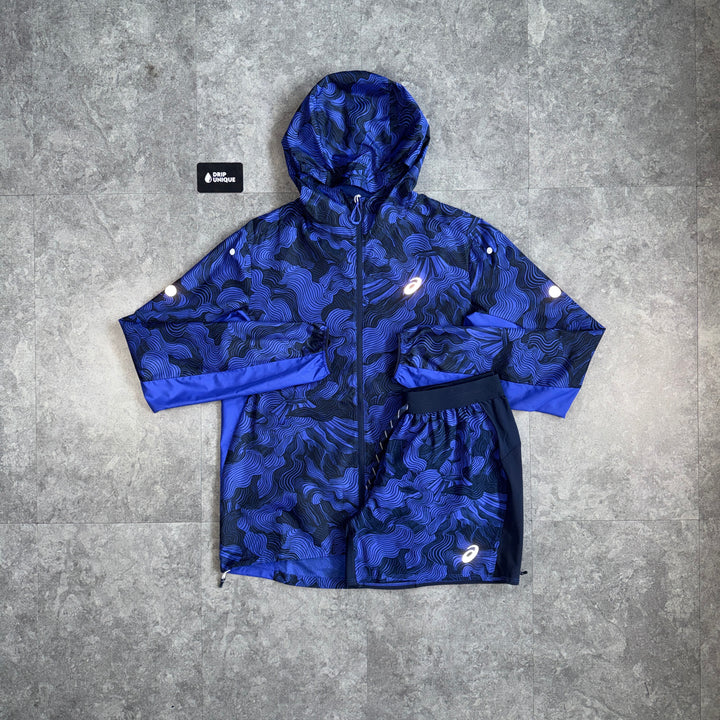 Asics Fujitrail Windrunner Jacket Midnight Navy & Navy Fujitrail Shorts Set, asics set, dripuniqueuk