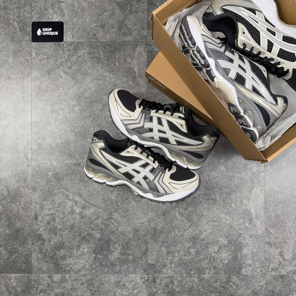 Asics Gel-Kayano 14 Obsidian Cement Grey, asics gel kayano shoes, dripuniqueuk