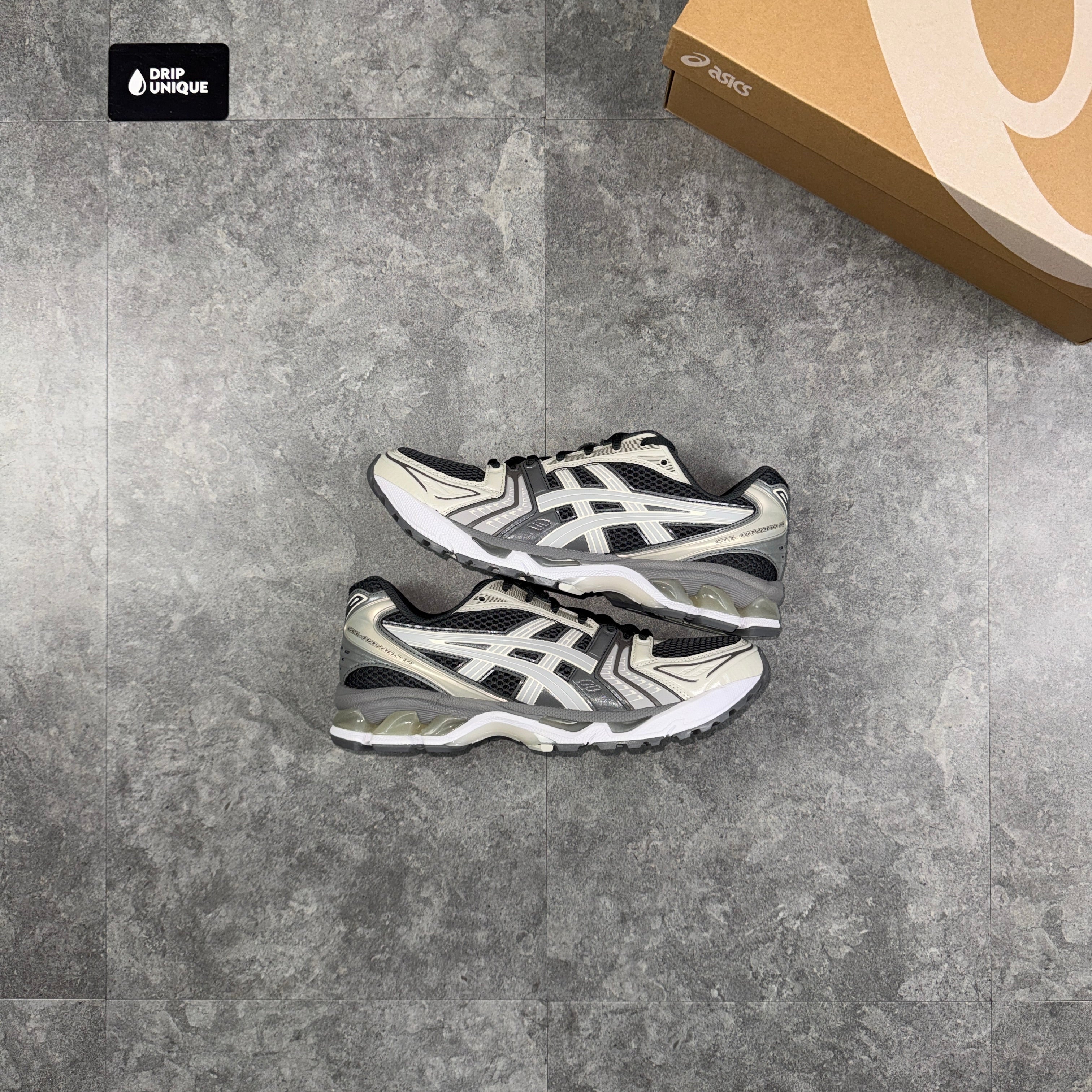 Asics Gel-Kayano 14 Obsidian Cement Grey – dripuniqueuk