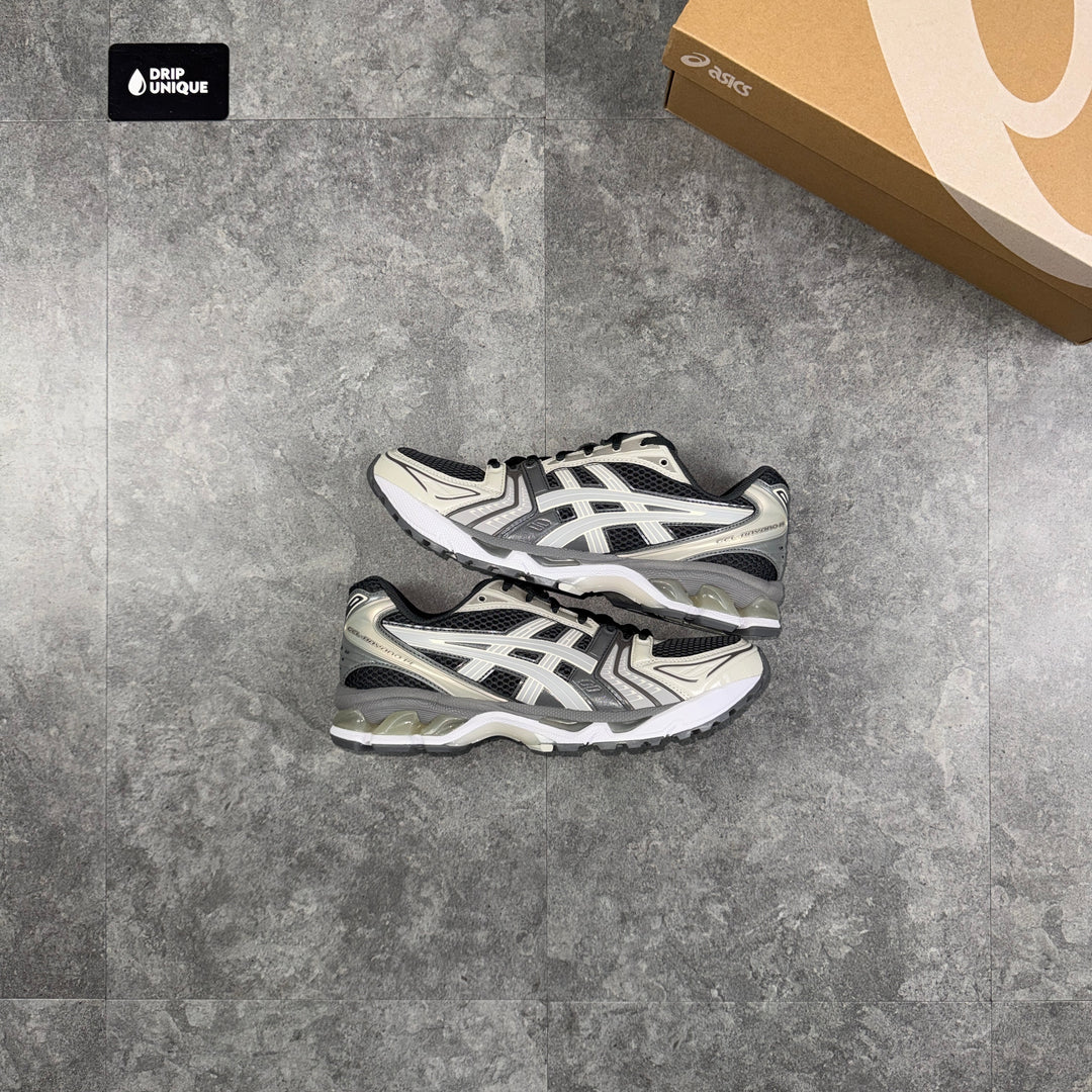 Asics Gel-Kayano 14 Obsidian Cement Grey, asics shoes, dripuniqueuk