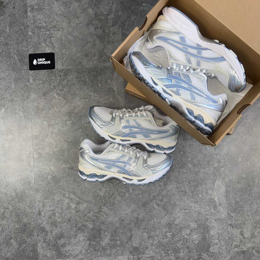 Asics Gel-Kayano 14 White Light Navy, asics gel kayano shoes, dripuniqueuk