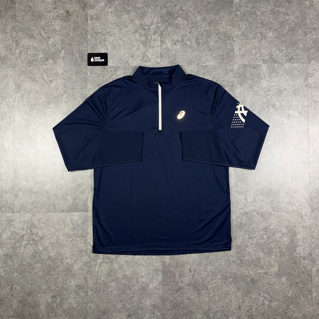 Asics Icon 1/4 Zip Navy, asics 1/4 zip, dripuniqueuk