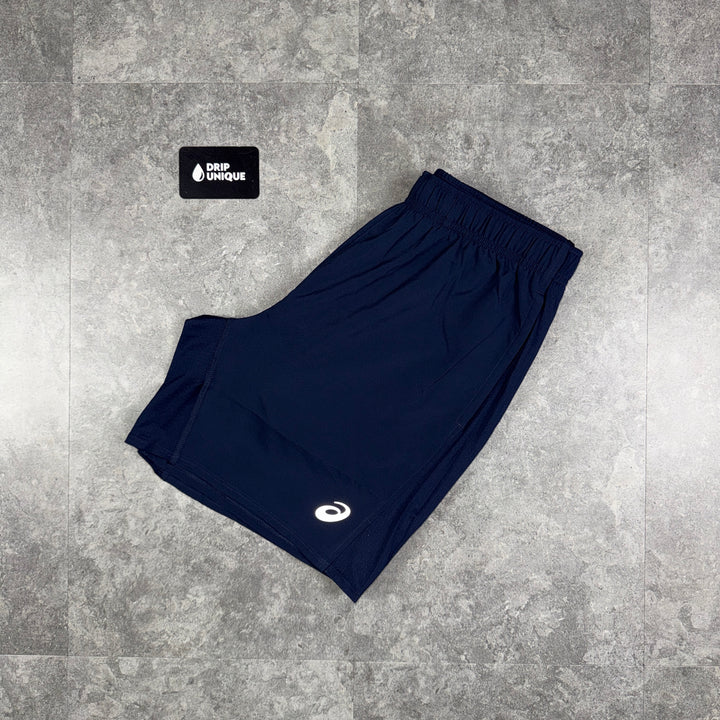 Asics Icon Shorts 7” Navy, asics shorts, dripuniqueuk