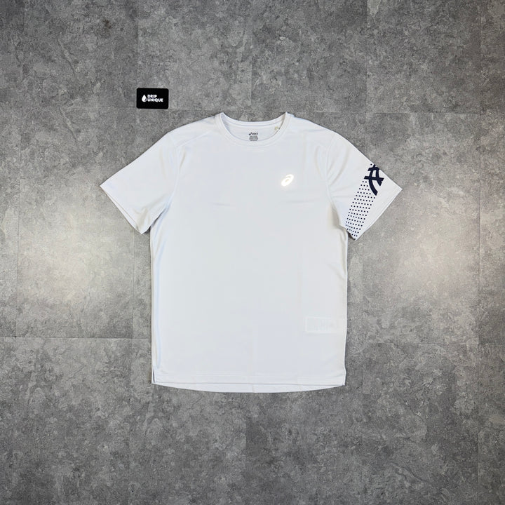 Asics Icon T-Shirt Cream & Navy, asics tshirt, dripuniqueuk