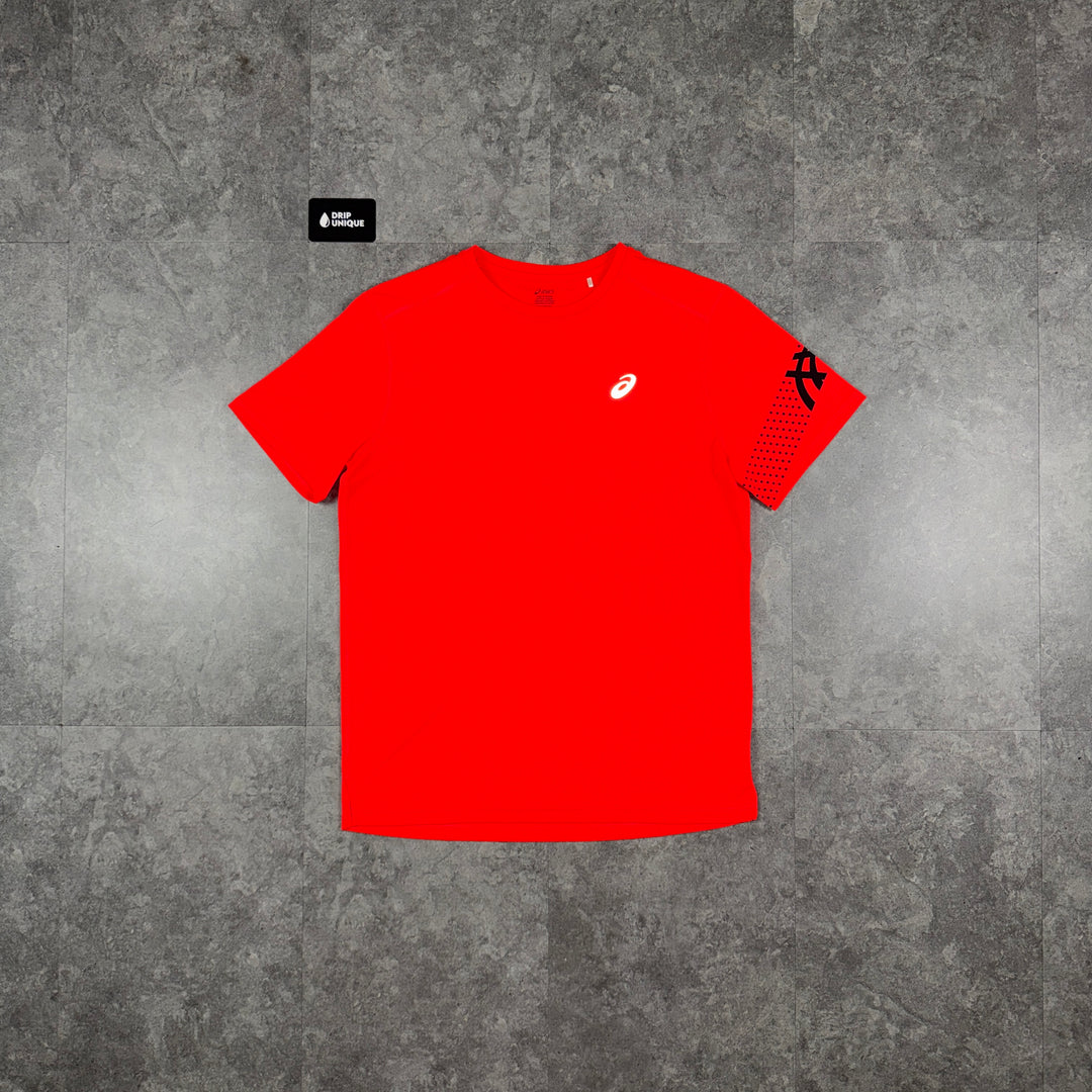 Asics Icon T-Shirt Crimson Red, asics icon tshirt, dripuniqueuk