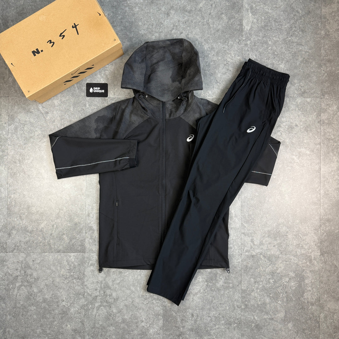 Asics Reflective Elastic Woven Tracksuit Black, asics tracksuit, dripuniqueuk