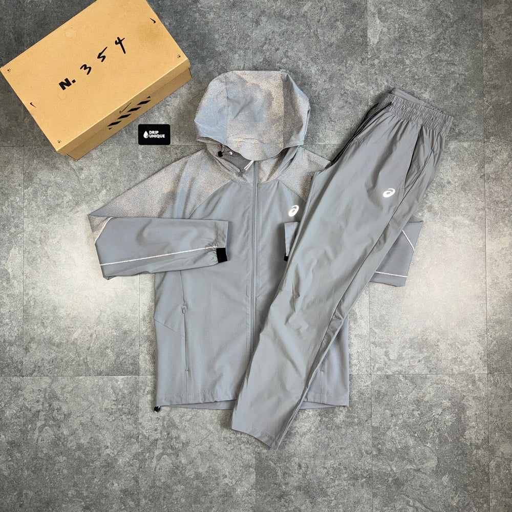 Asics Reflective Elastic Woven Tracksuit Grey, asics set, dripuniqueuk