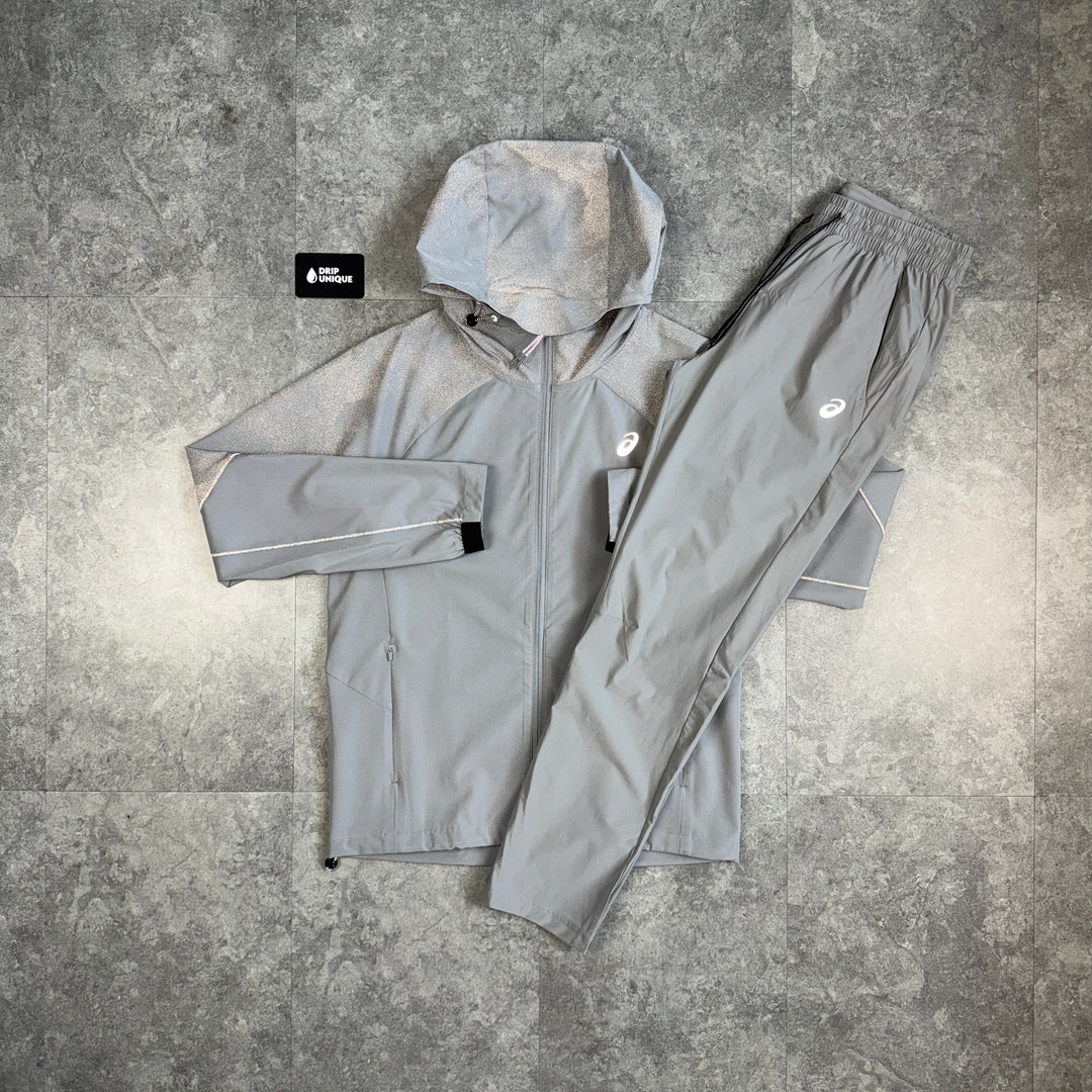 Asics Reflective Elastic Woven Tracksuit Grey, asics tracksuit, dripuniqueuk
