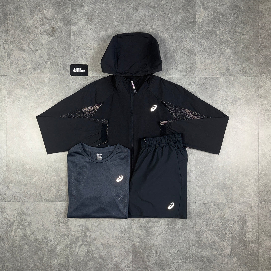 Asics Reflective Windrunner Bundle Black, asics reflective bundle, dripuniqueuk