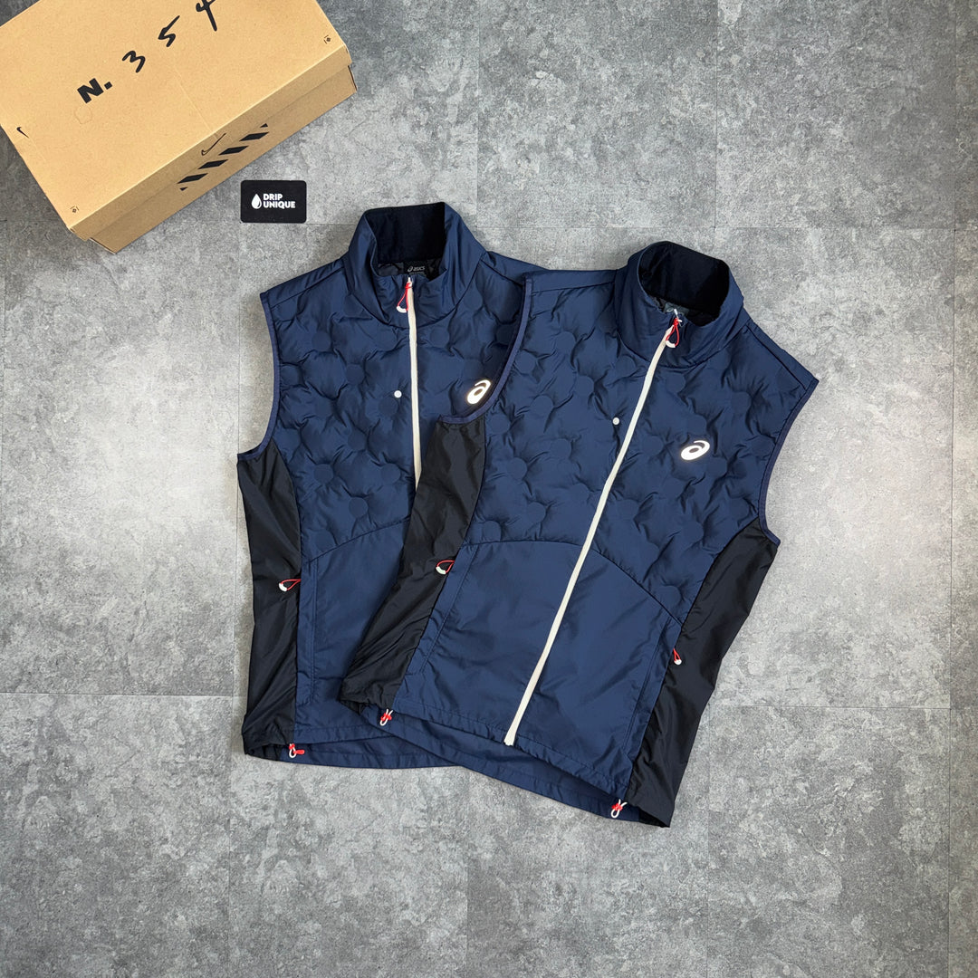 Asics Road Gilet Navy, asics road gilet, dripuniqueuk