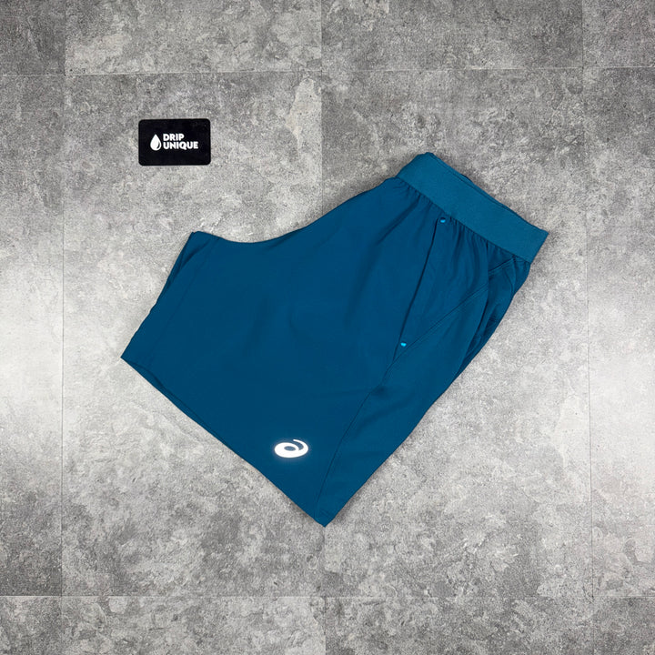 Asics Road Shorts 5” Dark Teal, asics shorts, dripuniqueuk