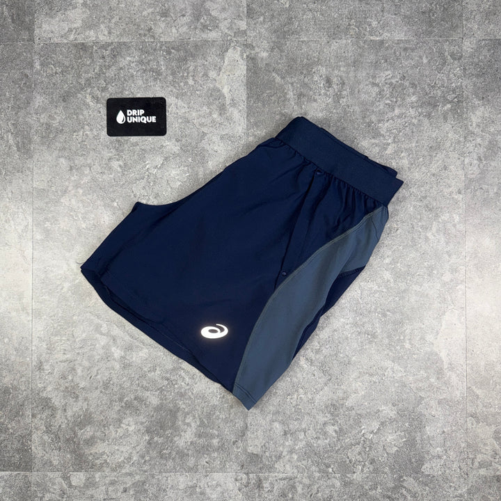 Asics Road Shorts 5” Navy, asics shorts, dripuniqueuk