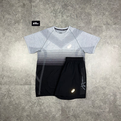 Asics Seamless Performance T-Shirt Black / Grey & Black Icon Shorts Set, Asics Set, dripuniqueuk