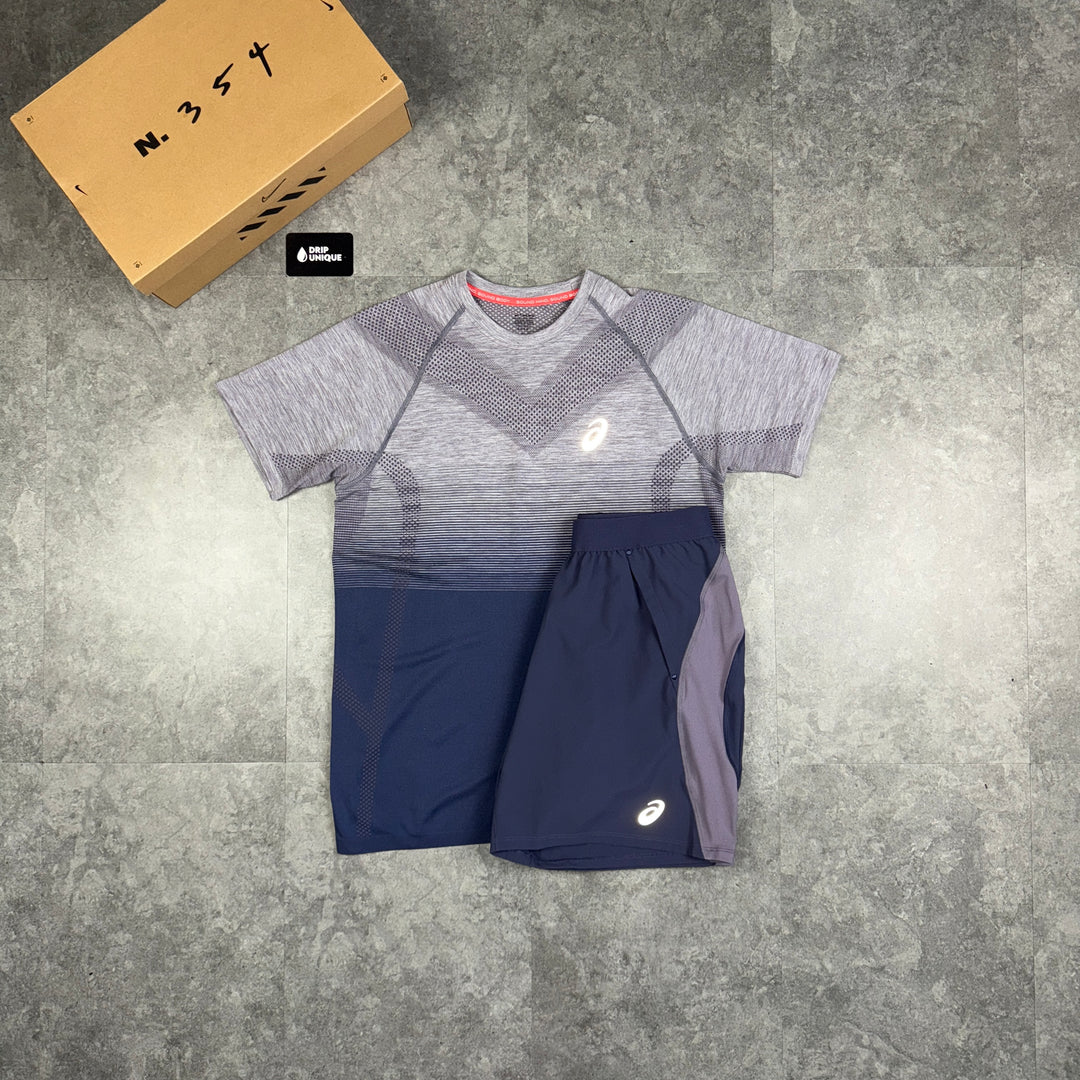 Asics Seamless Performance T-Shirt Lavender & Lavender Icon Shorts Set, Asics Sets, dripuniqueuk 1