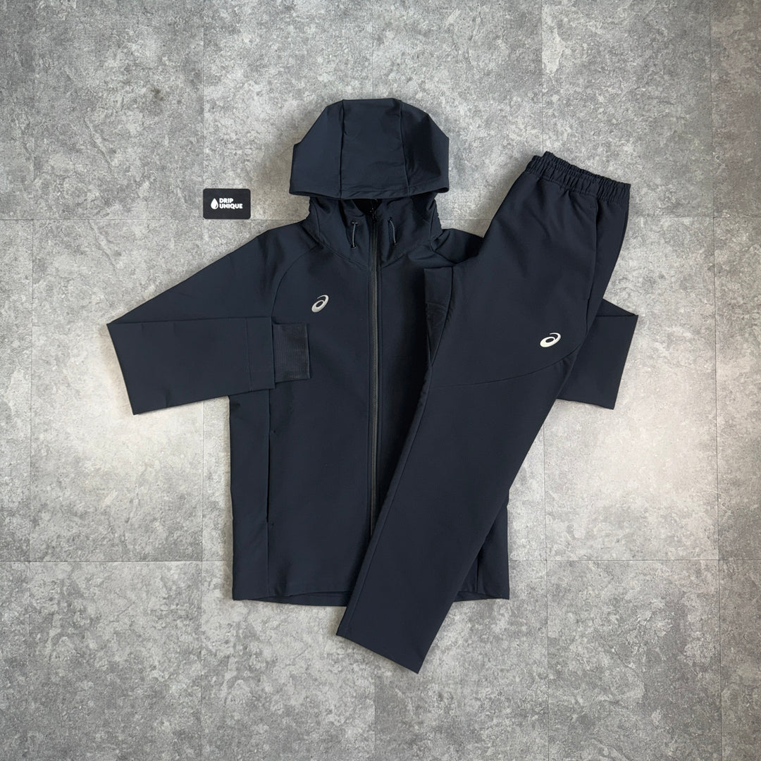 Asics Softshell Elastic Woven Tracksuit Black, asics set, dripuniqueuk
