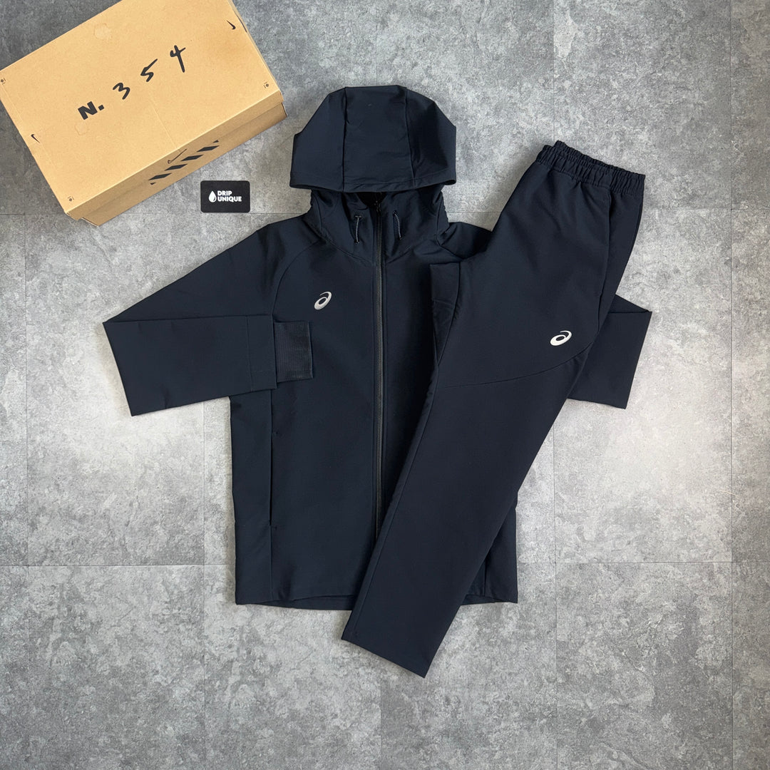 Asics Softshell Elastic Woven Tracksuit Black, asics tracksuit, dripuniqueuk