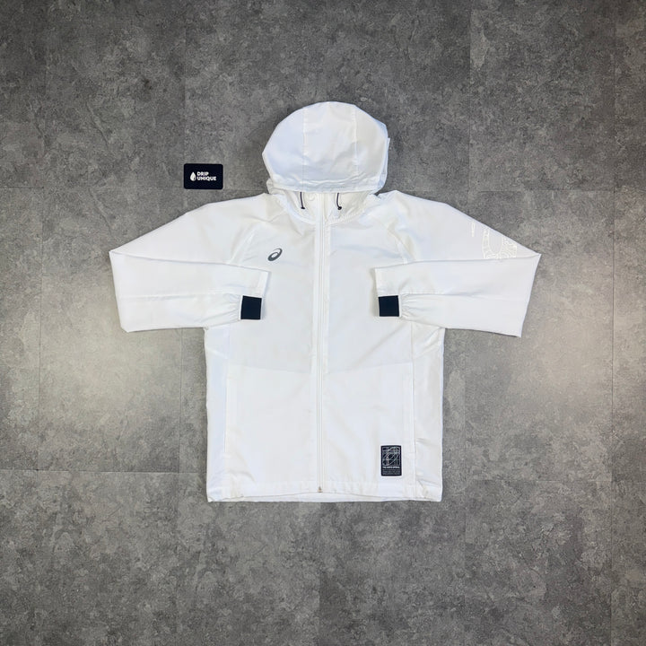 Asics Spiral Windrunner Jacket White, asics jacket, dripuniqueuk