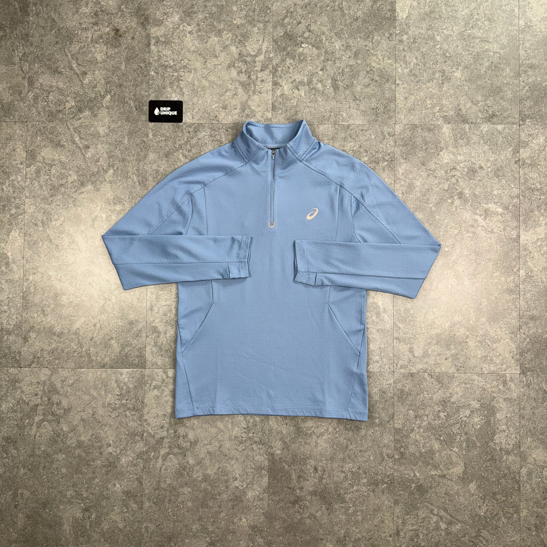 Asics Therma 1/4 Zip Ash Blue, asics 1/4 zip, dripuniqueuk