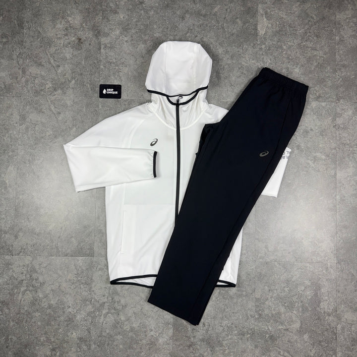Asics Waterproof 'Agility' Elastic Woven Tracksuit White, asics set, dripuniqueuk