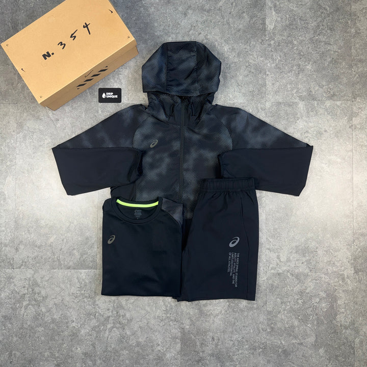 Asics Waterproof Camo Windrunner Black Bundle, asics three piece, dripuniqueuk