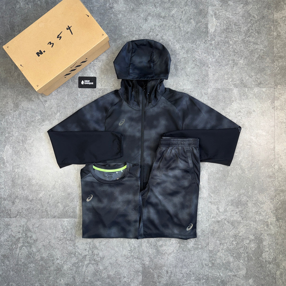 Asics Waterproof Camo Windrunner Black Bundle, asics camo set, dripuniqueuk