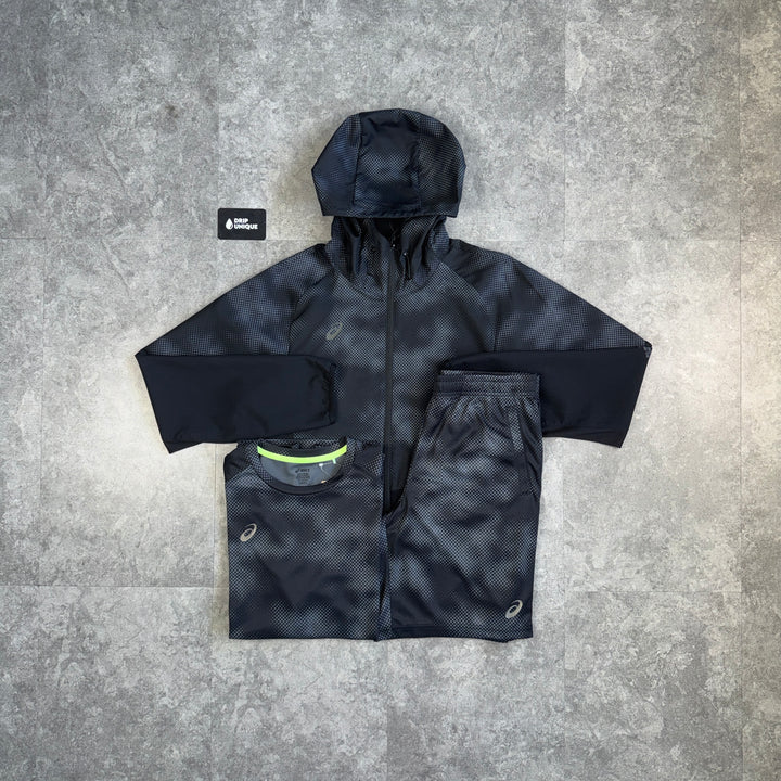 Asics Waterproof Camo Windrunner Black Bundle, asics tracksuit, dripuniqueuk
