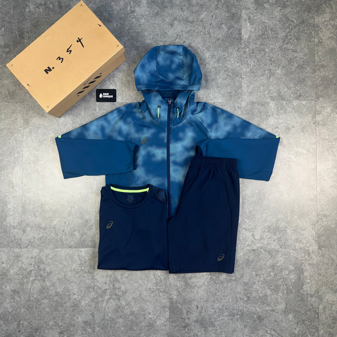Asics Waterproof Camo Windrunner Navy Bundle, asics navy three piece, dripuniqueuk