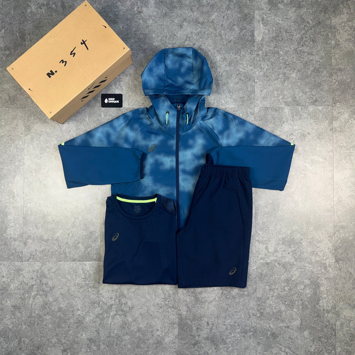 Asics Waterproof Camo Windrunner Navy Bundle, asics navy three piece, dripuniqueuk