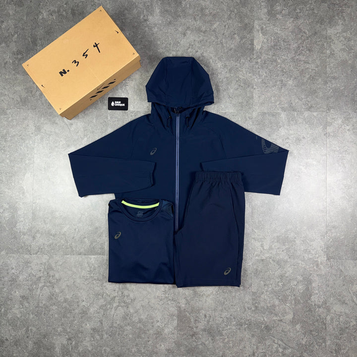 Asics Waterproof Windrunner Navy Bundle, asics windrunner bundle, navy, dripuniqueuk