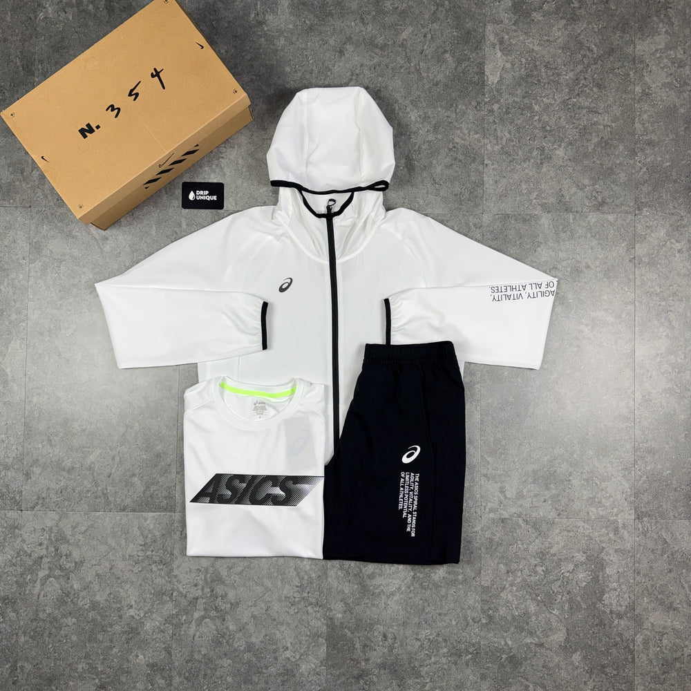 Asics Waterproof Windrunner White Bundle, asics 3 piece, dripuniqueuk